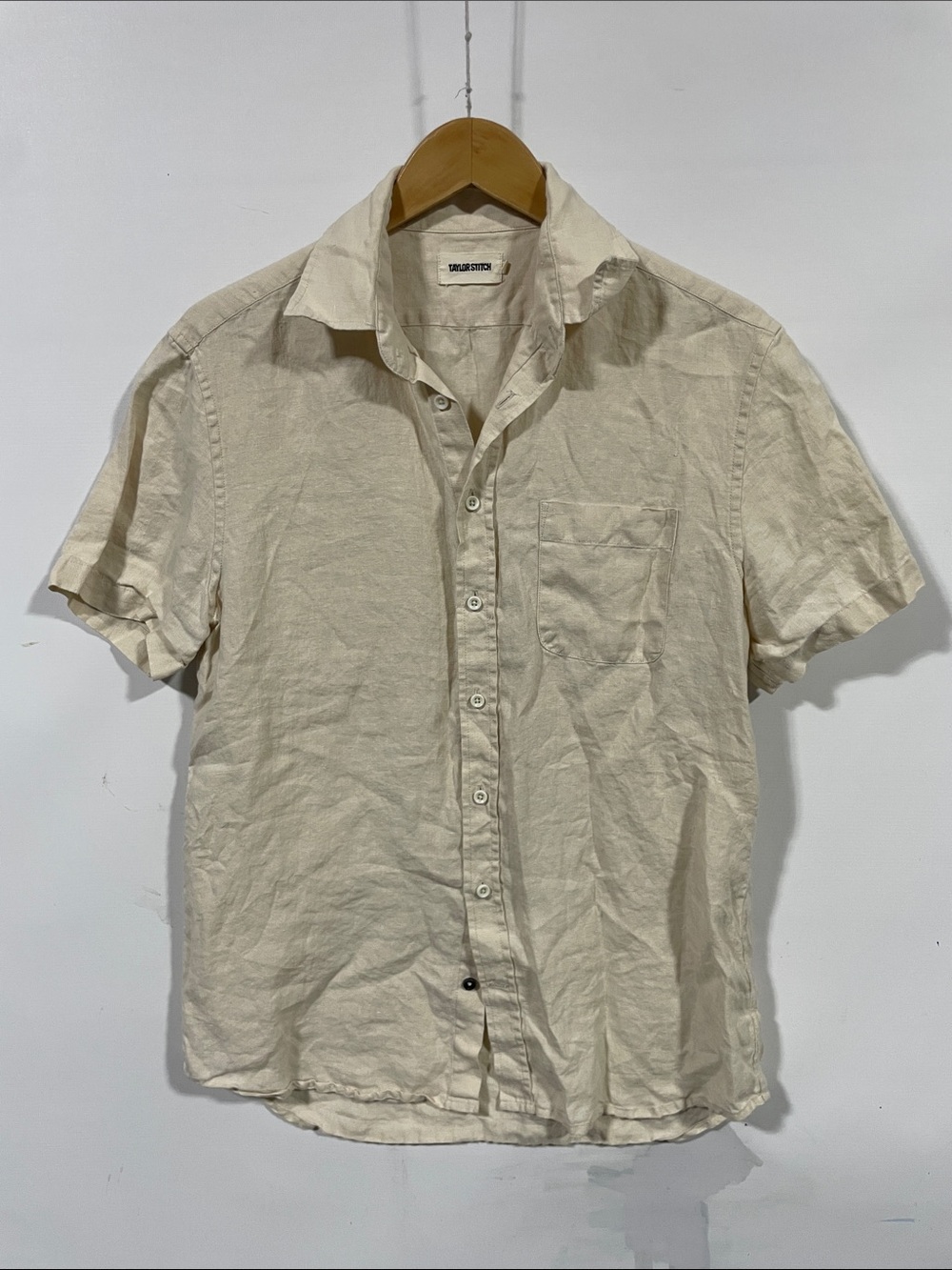 Taylor Stitch Cream Short-Sleeve Button-Down Linen Shirt